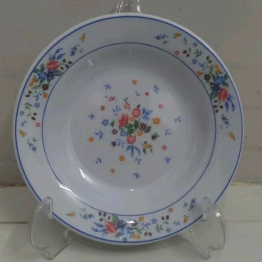 بشقاب خورشت خوری(گود ) ملامین ویکتوریا مارک یزد ملامین اصلی دارای نشان استاندارد مواد درجه یک تعداد یک عددی سایز 20